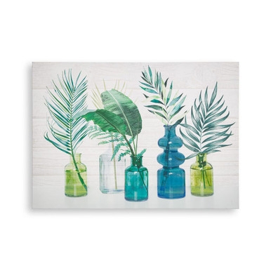 Tropical Palm Bottles Canvas Wall Art