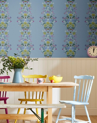 Joules Perfect Pollinators Haze Blue Wallpaper