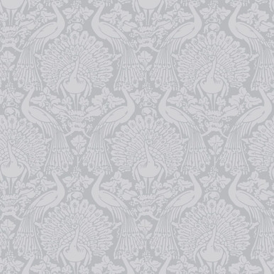 Laura Ashley Peacock Damask Pale Slate Wallpaper