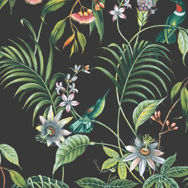 Adilah Dark Tropical Floral Wallpaper