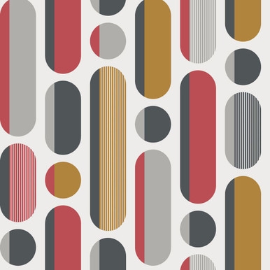 Morse Red & Grey & Mustard Wallpaper