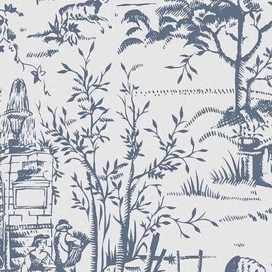 Laura Ashley Toile de Jouy Dark Seaspray Blue Wallpaper