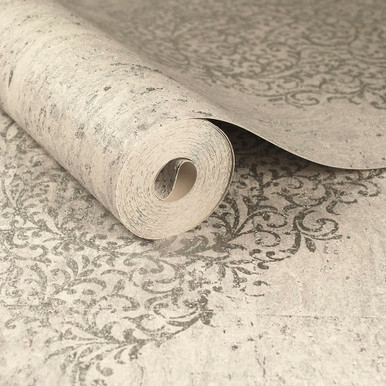 Cream & Pale Gold Cork Medallion Wallpaper