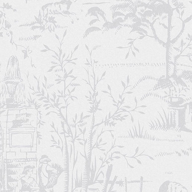 Laura Ashley Toile de Jouy Sugared Grey Wallpaper