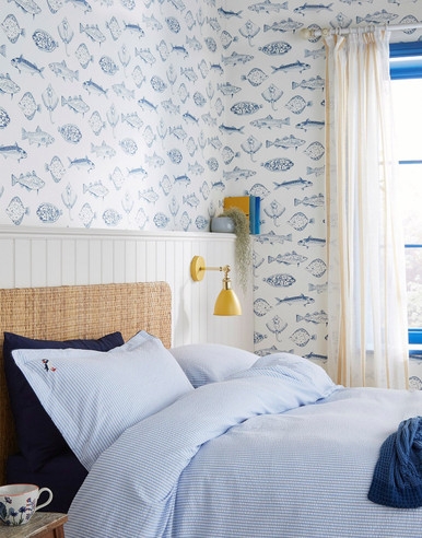 Joules Name The Plaice Coast Blue Wallpaper