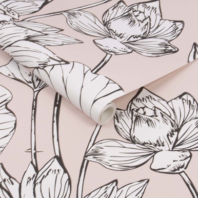 Transform Pink Illustrative Floral Wallpaper