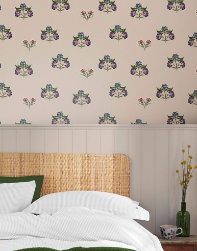 Joules Indienne Block Print Dawn Grey Wallpaper