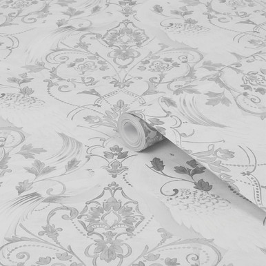 Laura Ashley Tregaron Silver Wallpaper