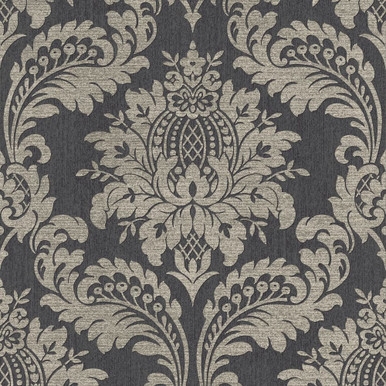 Archive Damask Black And Gold Wallpaper