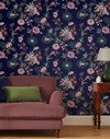 Joules Vine Cottage Floral Royal Navy Wallpaper