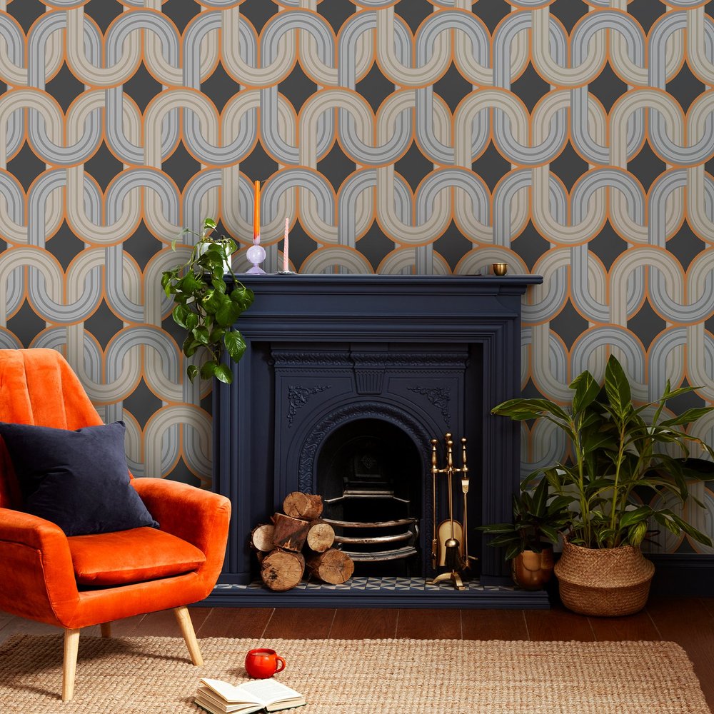 In the Loop Choc Orange Wallpaper