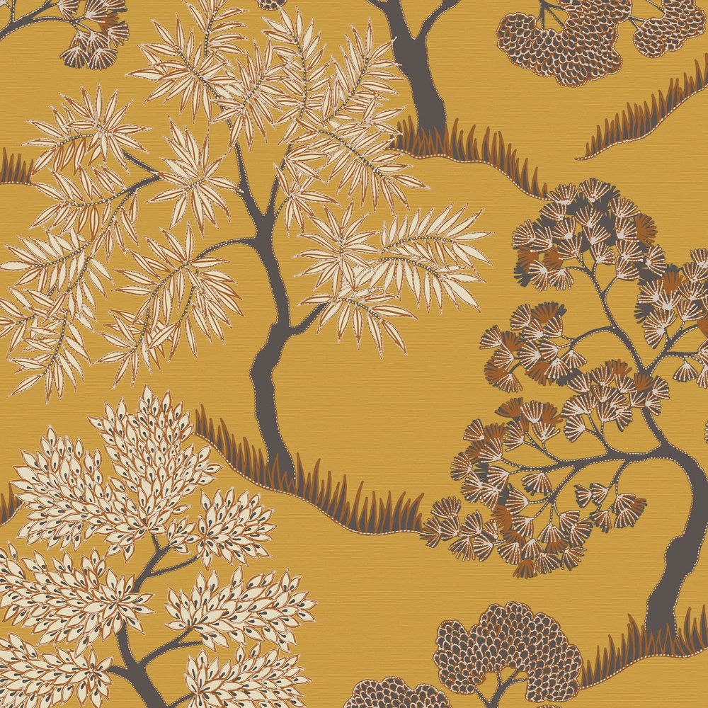 Trees Ochre Wallpaper