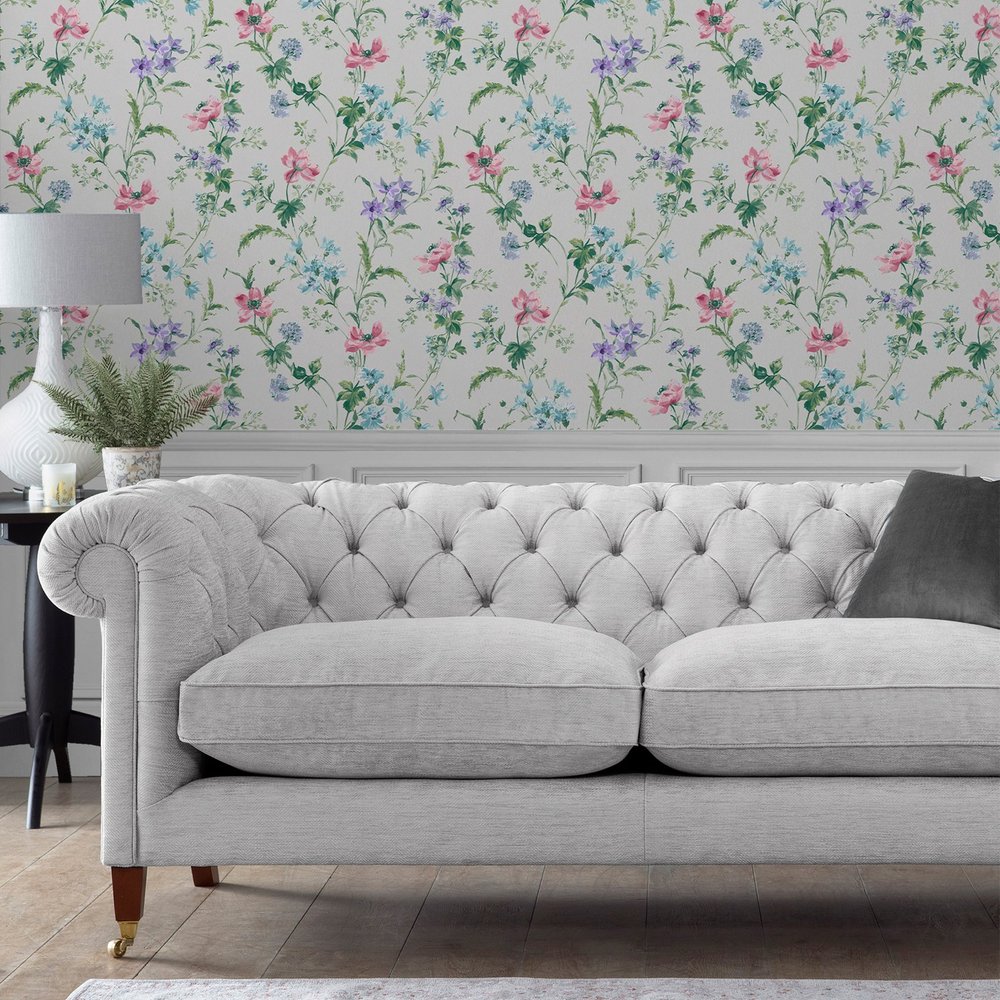 Laura Ashley Poppy Meadow Pale Violet Wallpaper