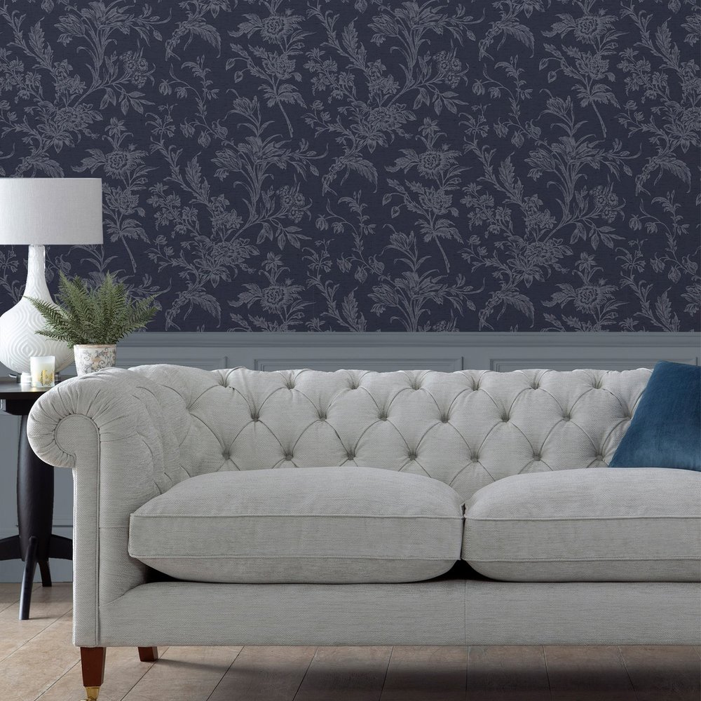 Laura Ashley Lloyd Midnight Seaspray Wallpaper