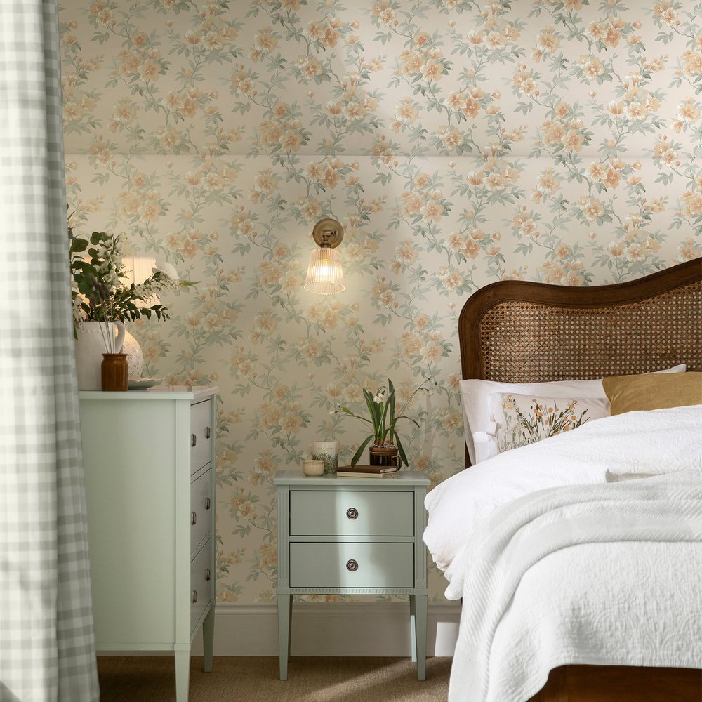 Laura Ashley Rosamund Apricot Wallpaper