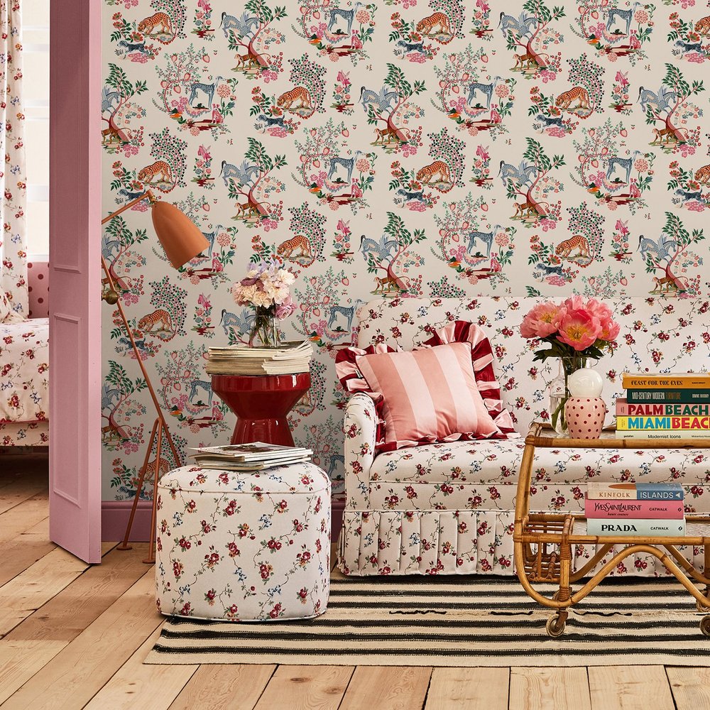 Cath Kidston Painted Kingdom Natural Wallpaper