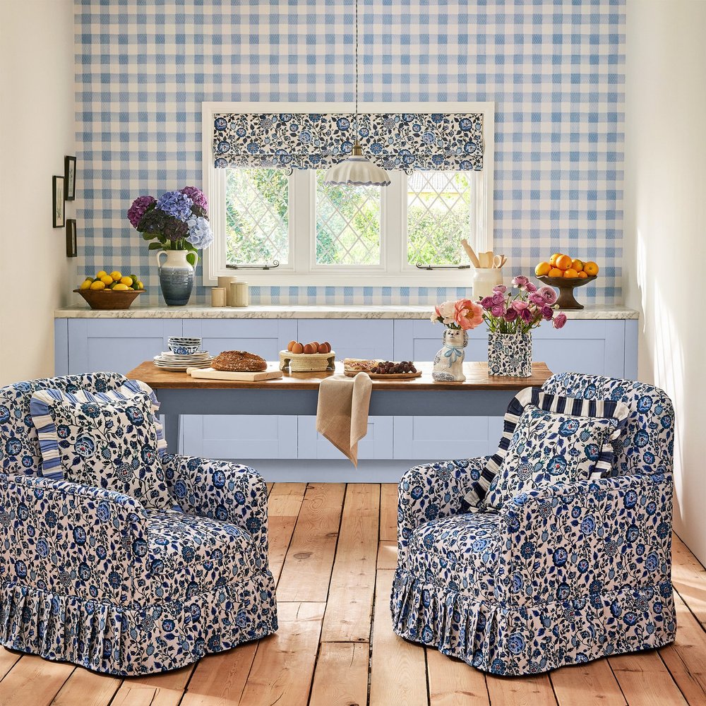 Cath Kidston Painted Gingham Blue Wallpaper