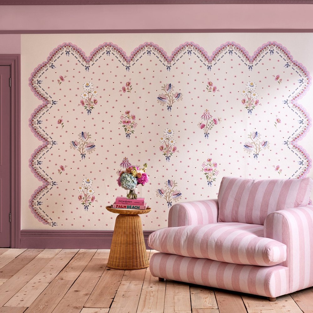 Stitch In Time Pink Bespoke Mural