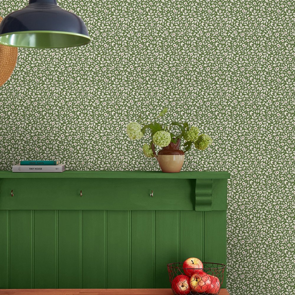 Joules Ditsy Floral Green Wallpaper