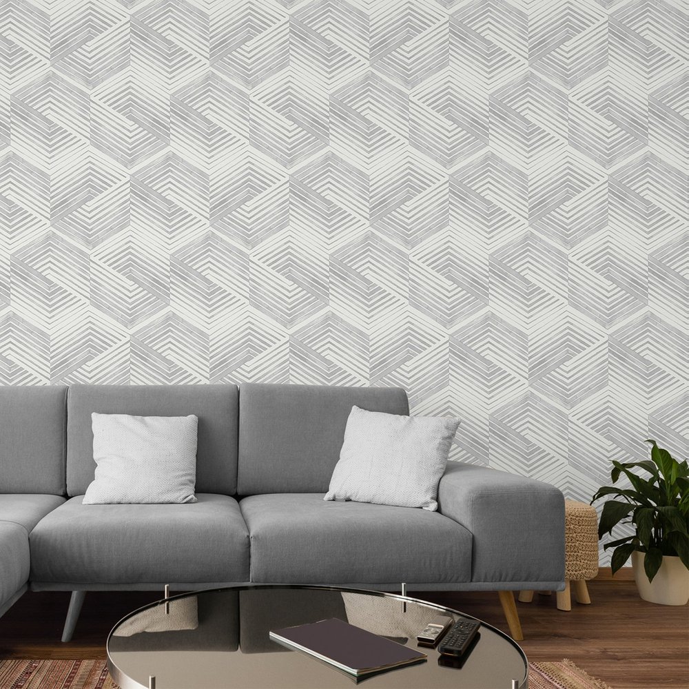 Nicole Miller Geo Movement Peel & Stick Oyster Wallpaper