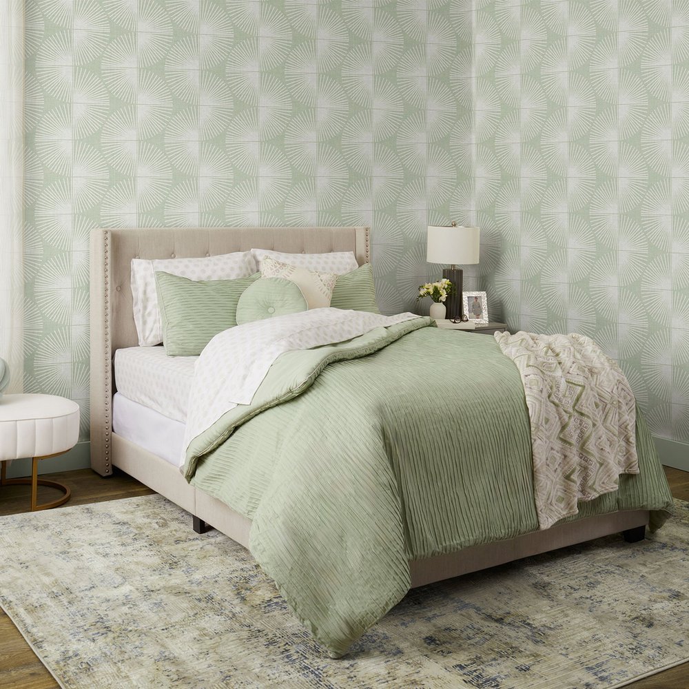 Nicole Miller Kendall Geo Peel & Stick Sage Wallpaper