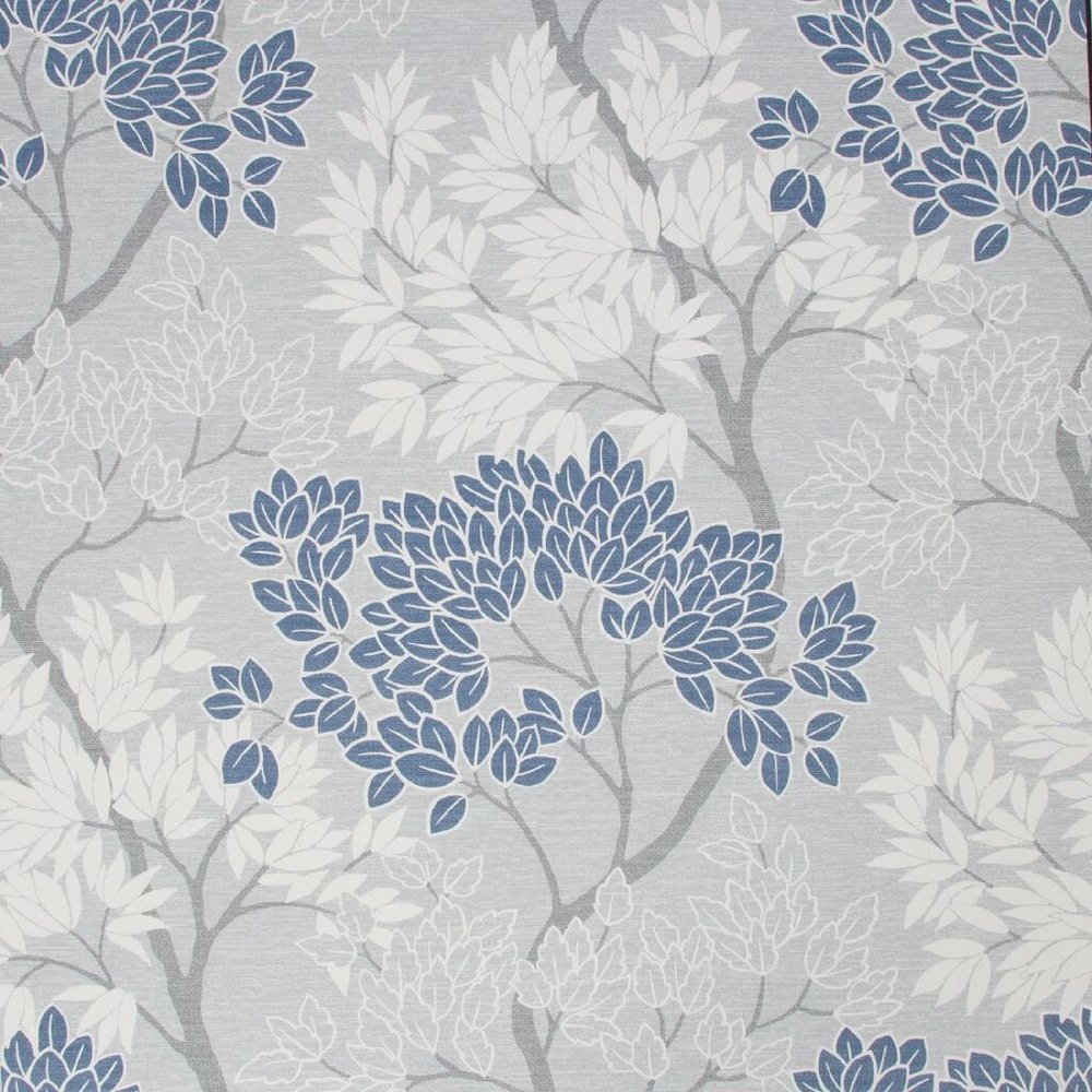 Fresco Lykke Tree Navy Floral Wallpaper