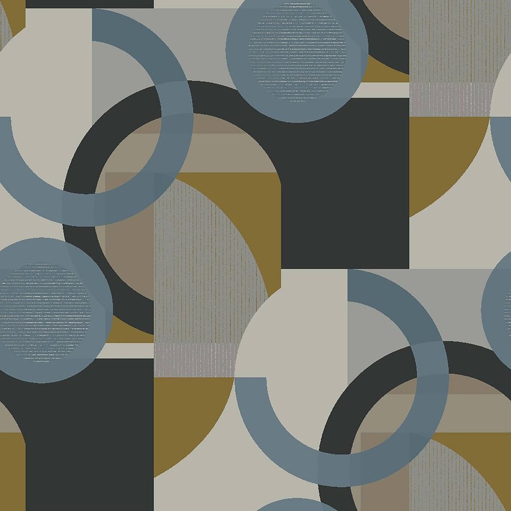 Next Retro Shapes Geo Blues Wallpaper