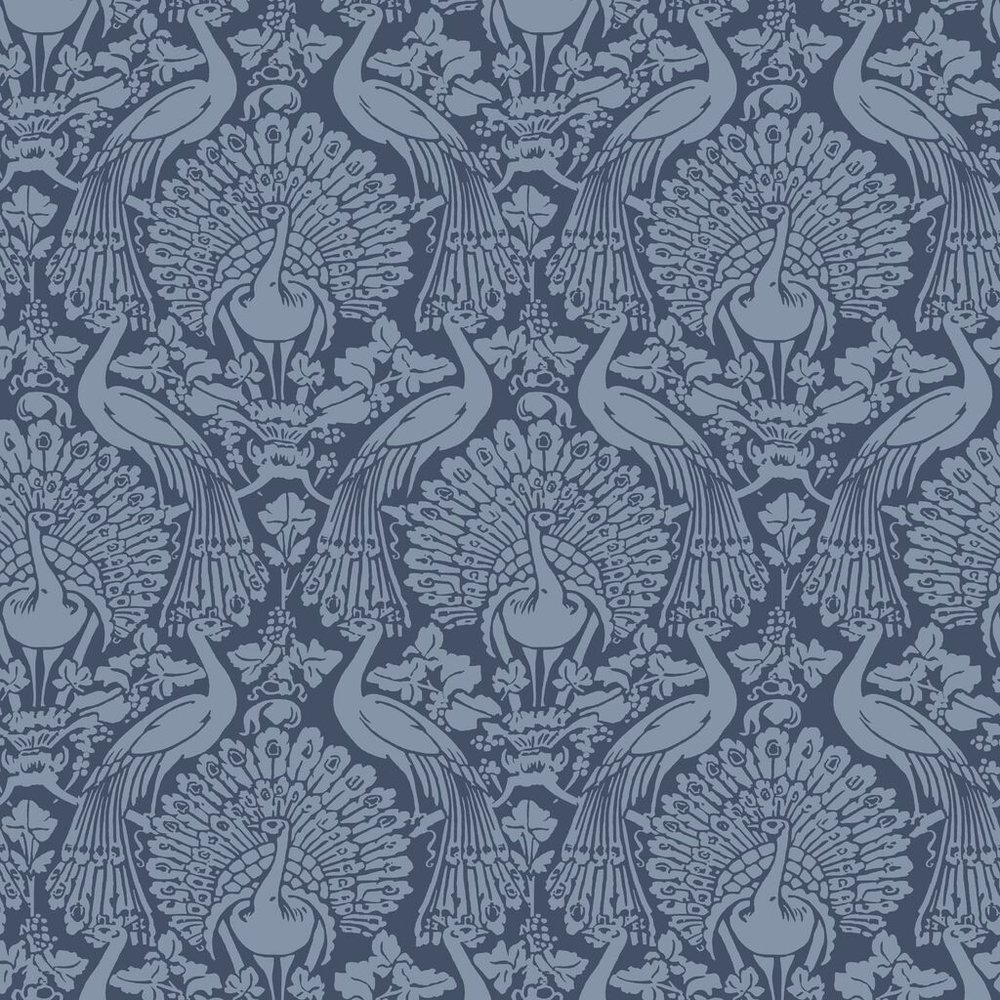 Laura Ashley Peacock Damask Dusky Seaspray Wallpaper