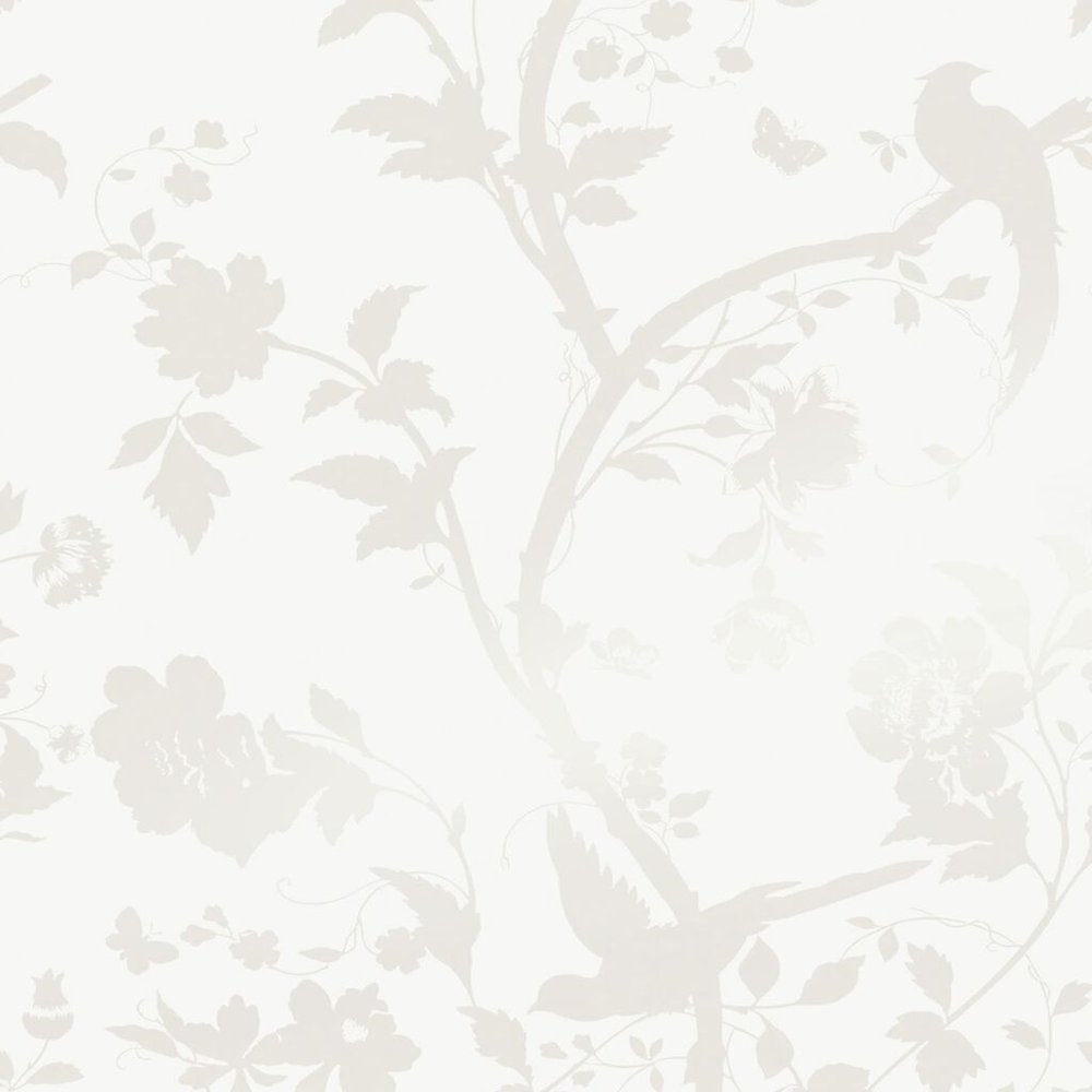 Laura Ashley Oriental Garden Pearlescent White Wallpaper