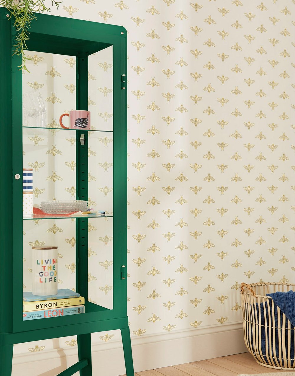 Joules Block Print Bee Antique Gold Wallpaper