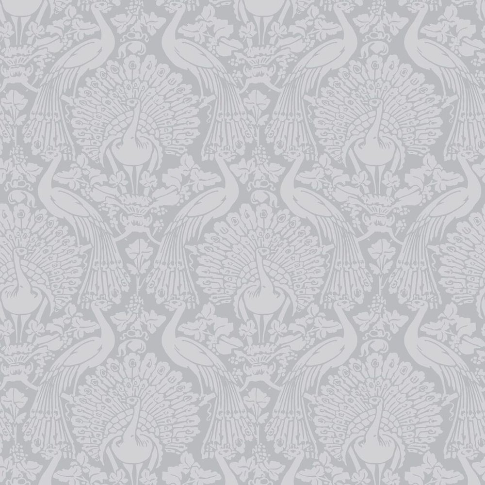 Laura Ashley Peacock Damask Pale Slate Wallpaper