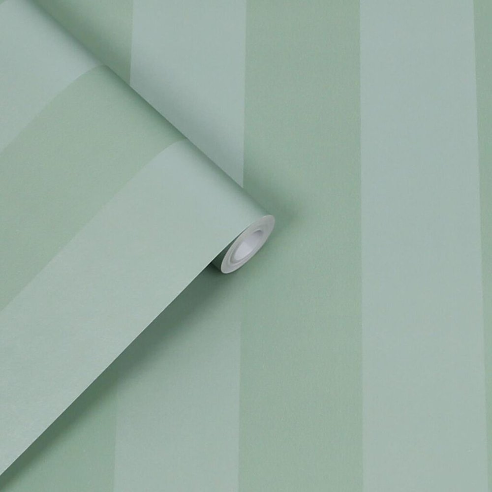 Laura Ashley Lille Pearlescent Stripe Jade Green Wallpaper