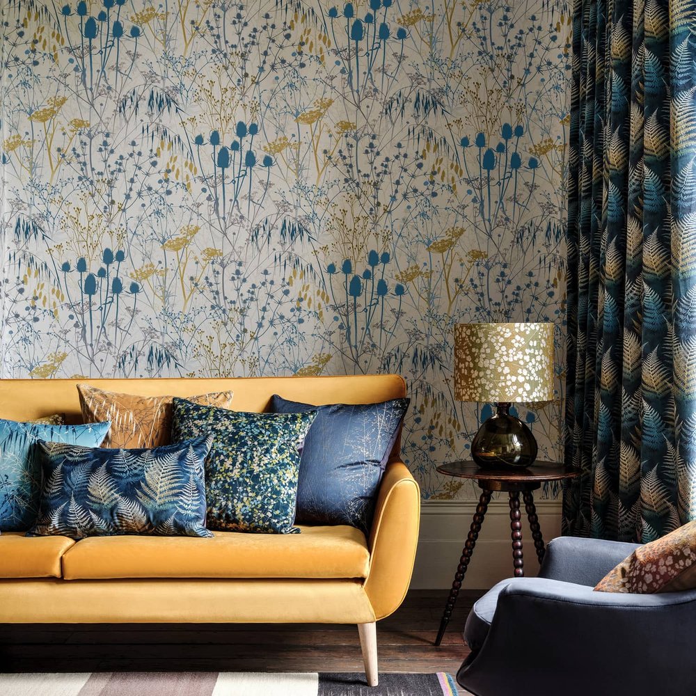 Summer Border Blue Wallpaper by Clarissa Hulse