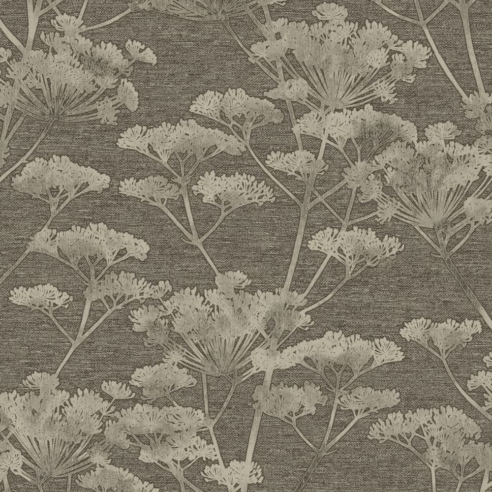 Serene Seedhead Taupe And Gold Wallpaper