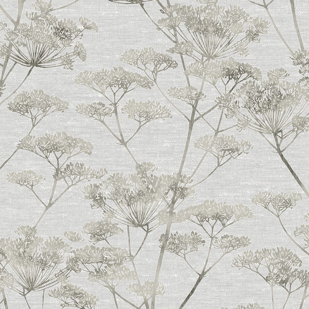 Serene Seedhead Grey Wallpaper