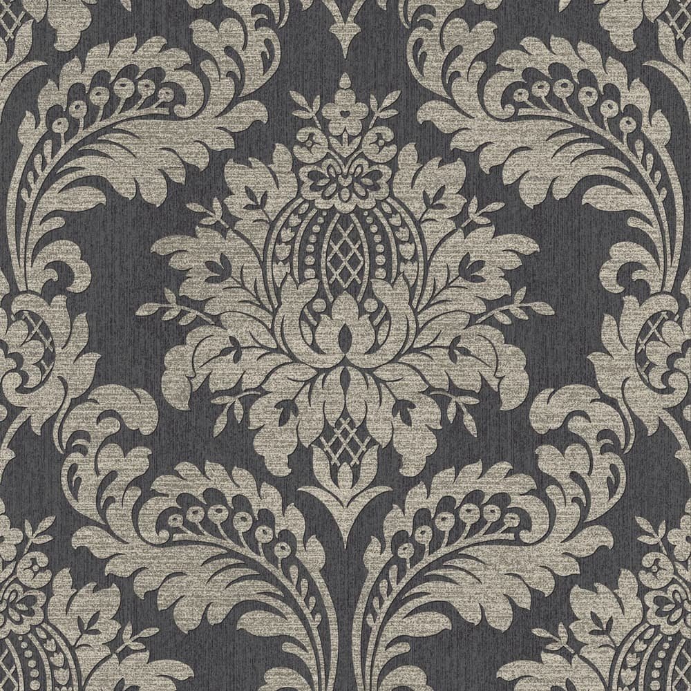 Archive Damask Black And Gold Wallpaper