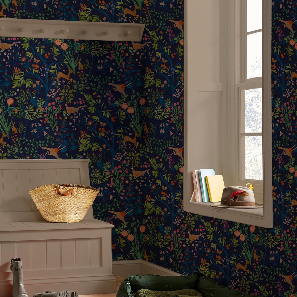 Joules Enchanted Woodland Navy Wallpaper